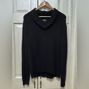 Rafaella Women Xl Black Cozy Angora/Rabbit/Lambs Wool Blend V-Neck Sweater